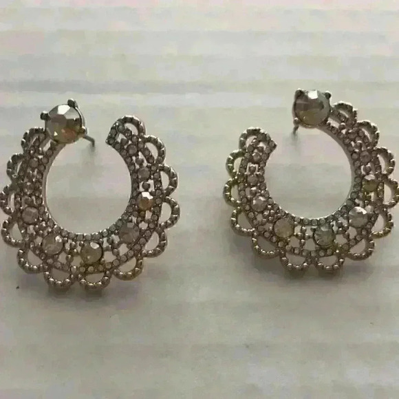 Marchesa new Open Hoop Earrings in gold /c… - Picture 2 of 8